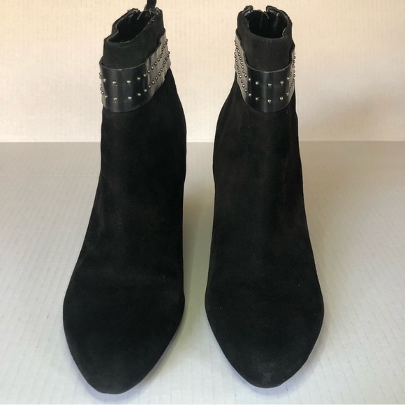 Franco Sarto Hardy Suede Studded Strap Wedge Heel Ankle Booties Size 9 - Picture 2 of 14